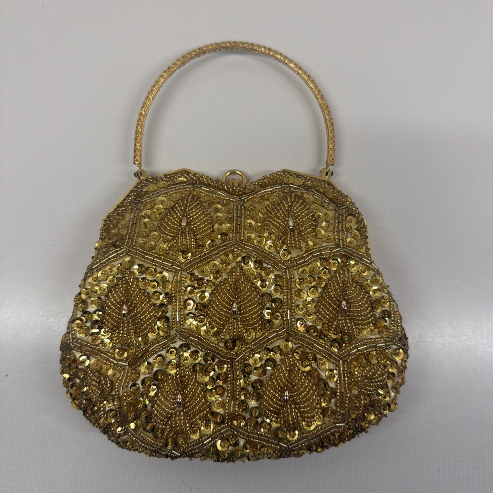 Vintage"Richere Bag by Walborg" Gold-Tone Hand Beaded Evening Purse